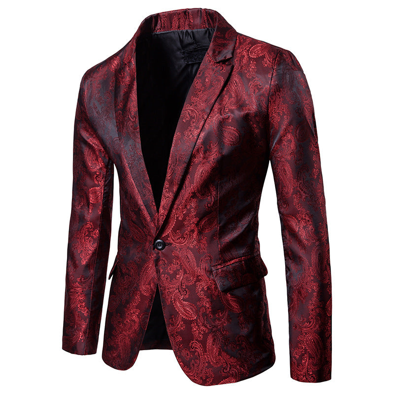 Scarlet Floral Single-Breasted Blazer