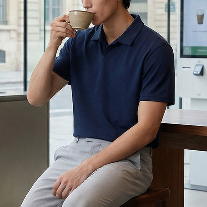 Cotton Blend Short Sleeve Polo Shirt