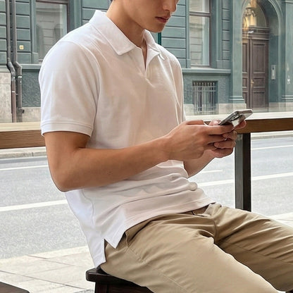 Cotton Blend Short Sleeve Polo Shirt