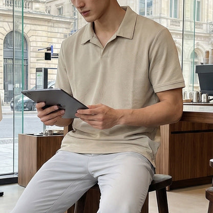 Cotton Blend Short Sleeve Polo Shirt