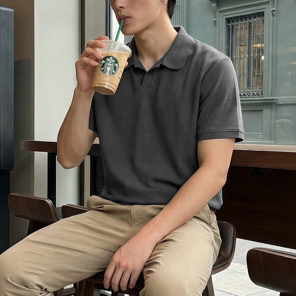 Cotton Blend Short Sleeve Polo Shirt