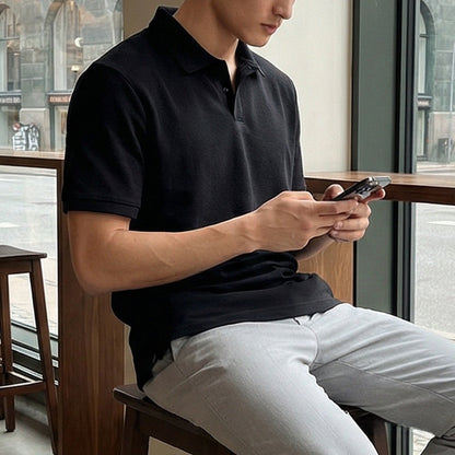 Cotton Blend Short Sleeve Polo Shirt
