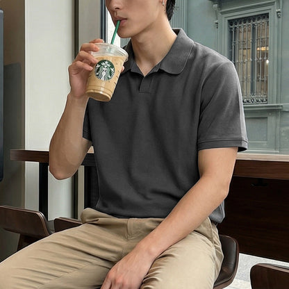 Cotton Blend Short Sleeve Polo Shirt