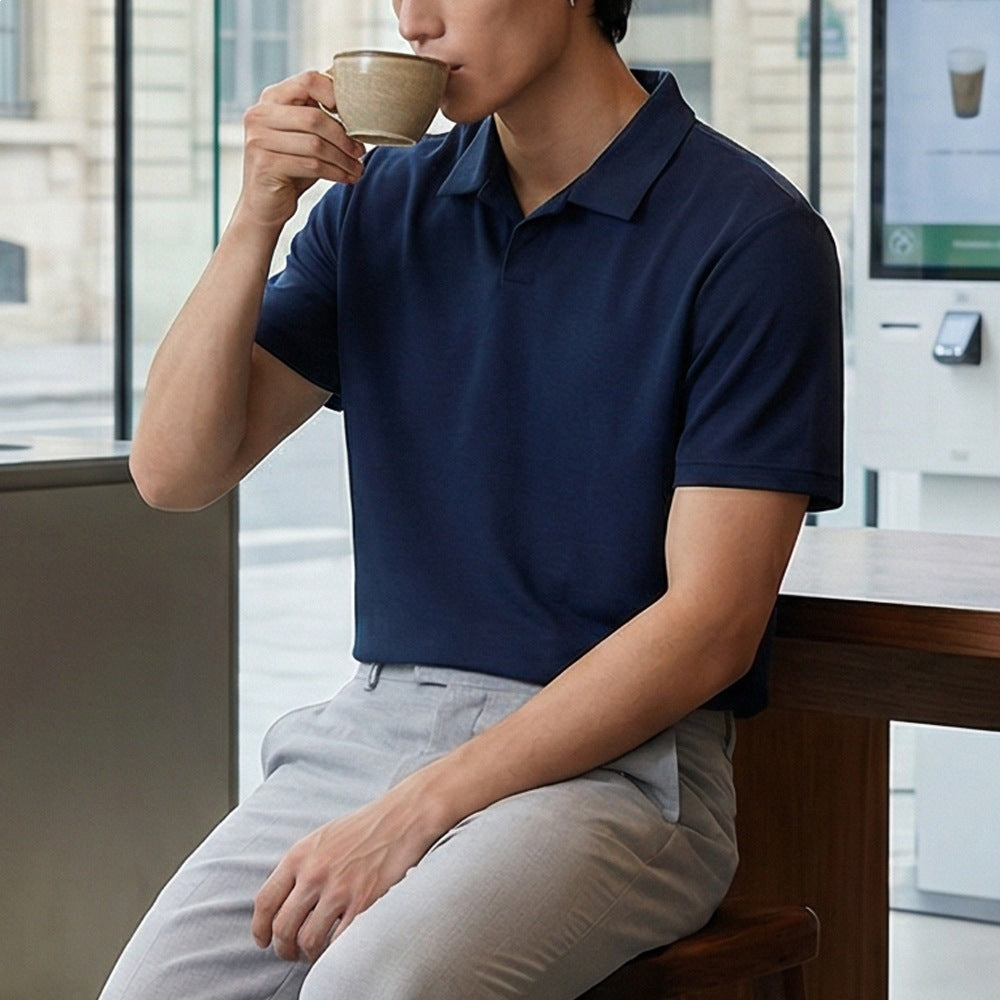 Cotton Blend Short Sleeve Polo Shirt