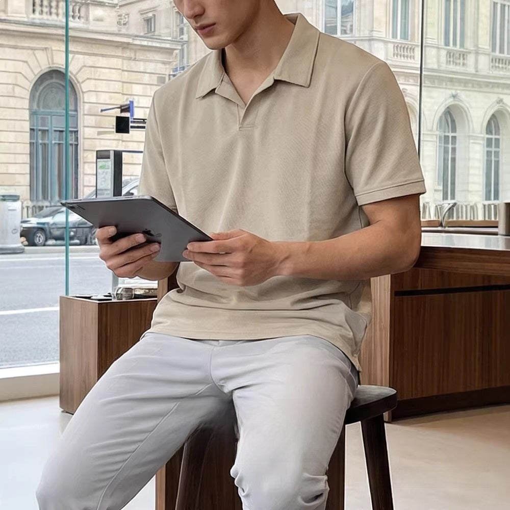 Cotton Blend Short Sleeve Polo Shirt