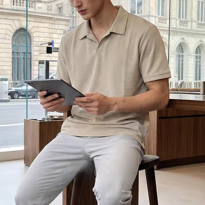 Cotton Blend Short Sleeve Polo Shirt
