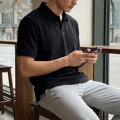 Cotton Blend Short Sleeve Polo Shirt