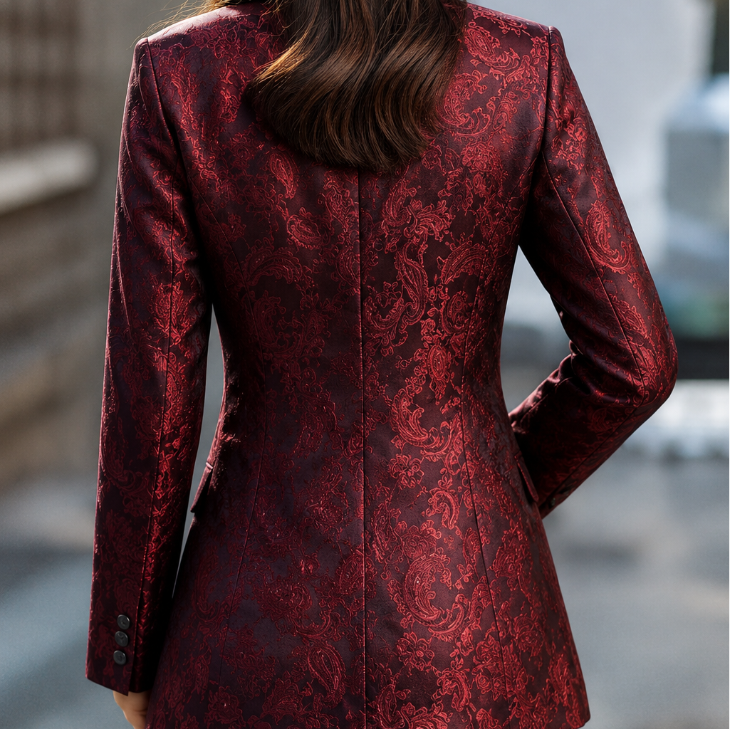 Scarlet Floral Single-Breasted Blazer