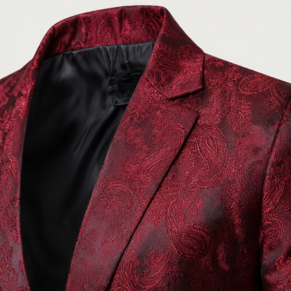 Scarlet Floral Single-Breasted Blazer
