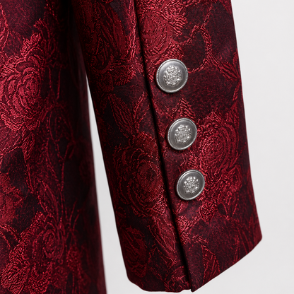 Scarlet Floral Single-Breasted Blazer