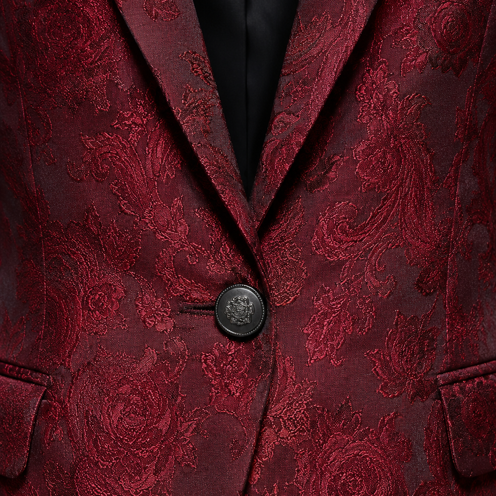 Scarlet Floral Single-Breasted Blazer