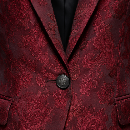 Scarlet Floral Single-Breasted Blazer